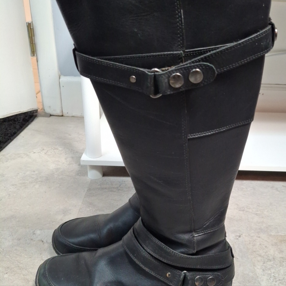North face women Camryn black leather riding boots waterproof size 8.5 - Picture 4 of 9
